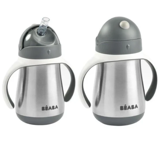 Cana din inox cu pai Beaba 8 luni+ 250 ml Mineral Grey cumpăra în Chișinau