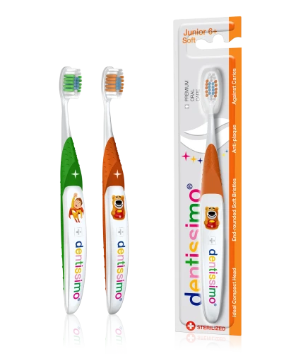 Periuță de dinți din plastic Dentissimo Junior Soft Orange & Green (6 ani +) cumpăra în Chișinau