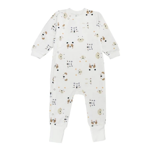 Комбинезон для сна для малыша Minikin Happy Baby, молочный с мордочками зверушек, р.86 купить в Кишиневе