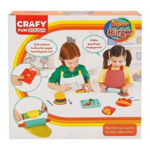 Набор теста для лепки Crafy Dough Super Burger, 12 элементов, 4 x 50 г купить в Кишиневе