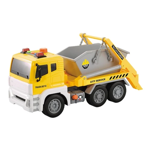 Camion cu container Wenyi City Service cu fricțiune (lumini/sunete), scara 1:12 cumpăra în Chișinau