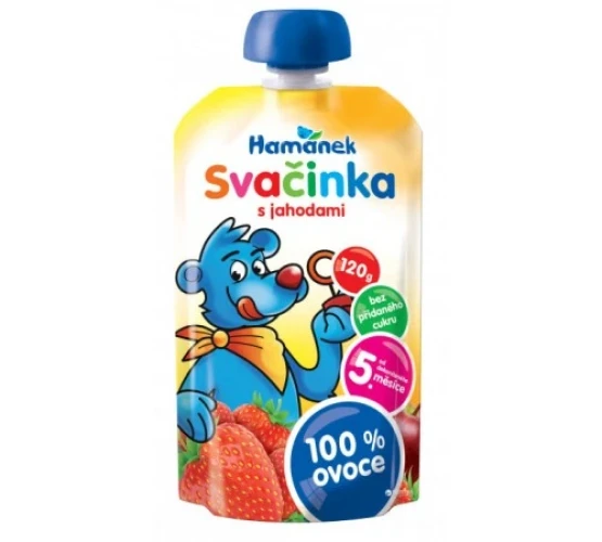 Пюре Hamanek Яблоко и клубника (5 мес+), 120 г купить в Кишиневе