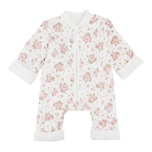 Стёганый комбинезон на молнии для малыша Minikin Muslin, молочный с розовыми цветами, р.80 купить в Кишиневе