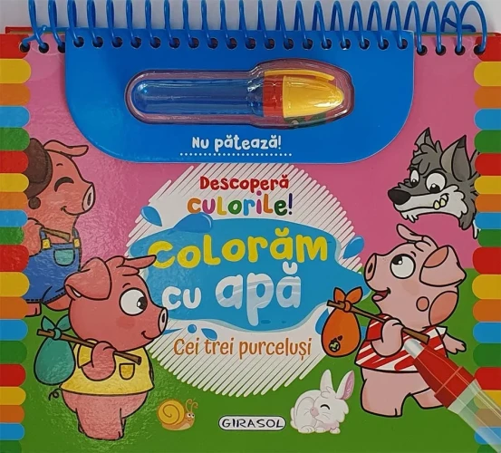 Carte de colorat Cei trei purceluși. Colorăm cu apă cumpăra în Chișinau