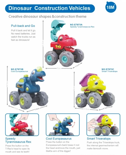 Set de mășinuțe Hola Toys Dinosaur Vehicle, 3 buc. cumpăra în Chișinau