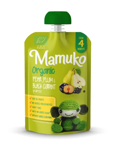 Piureu Mamuko de pere, coacăze negre și prune organic (de la 4 luni +), 100g cumpăra în Chișinau