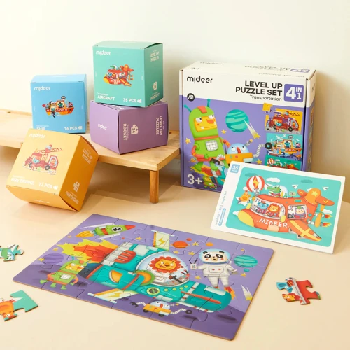 Puzzle educativ Mideer Level Up 4 in 1 Transport, 87 elemente cumpăra în Chișinau