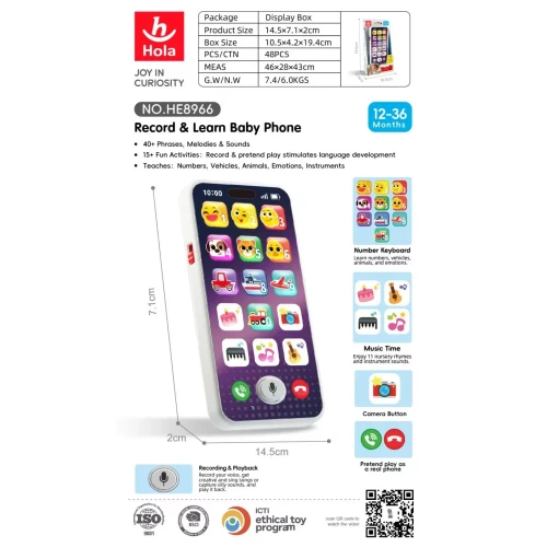 Интерактивная игрушка Hola Toys Record & Learn Baby Phone купить в Кишиневе