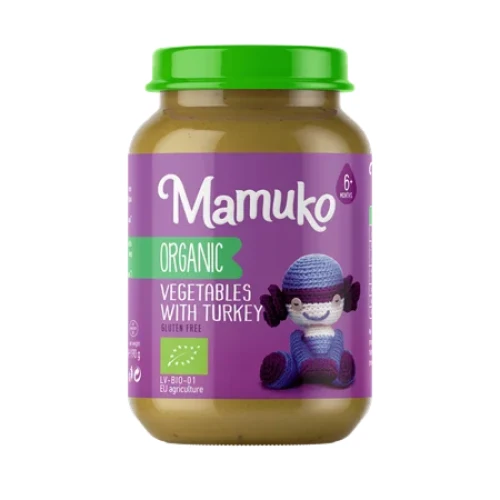 Piureu Mamuko organic cu legume si carne de curcan (de la 6 luni +), 190g cumpăra în Chișinau