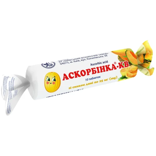 Supliment alimetar Аскорбинка KV Acid ascorbic cu aroma de pepene galben, 10 tablete cumpăra în Chișinau