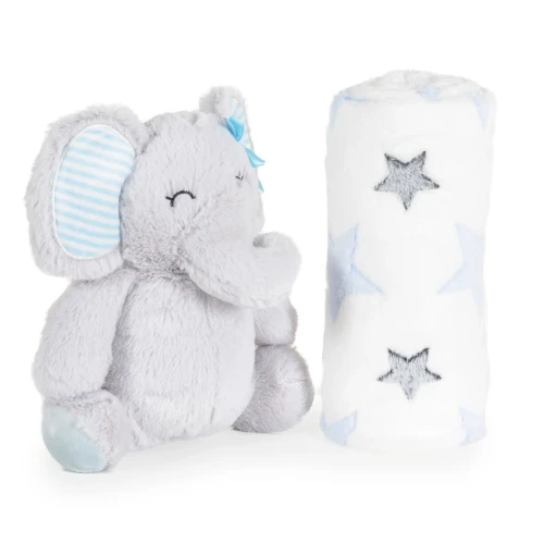 Пледик с игрушкой Moni Elephant White&Blue, 90x75 см купить в Кишиневе