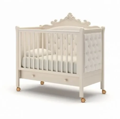 Детская кроватка на колесах с ящиком Лиона Gandylyan ваниль купить в Кишиневе