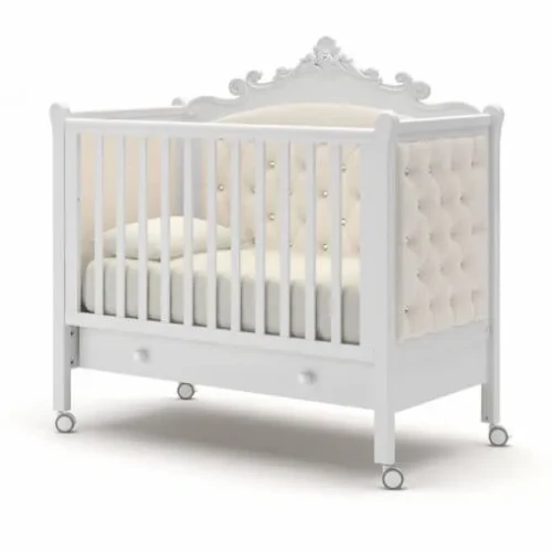 Детская кроватка на колесах с ящиком Лиона Gandylyan белая купить в Кишиневе
