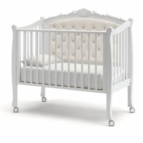Детская кроватка на колесах Жанетт New Gandylyan белая купить в Кишиневе