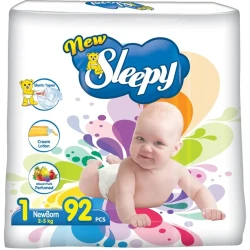 Подгузники Sleepy New Jumbo Newborn 1 (2-5 кг), 92 шт. купить в Кишиневе. Фото 1