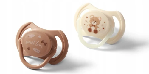 Suzetă simetrică din silicon BabyOno Night & Day Caramel & Creamy (0-6 luni), 2 buc. cumpăra în Chișinau. Foto 1
