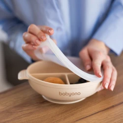 Farfurie cu ventuză și capac BabyOno Beige, 17×21 cm cumpăra în Chișinau. Foto 4