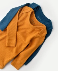 Боди с длинным рукавом BabyCosy Modal Apricot & Blue, 2 шт. (9-12М) купить в Кишиневе. Фото 2