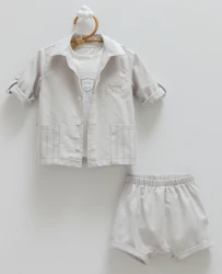 Комплект из 3 штук Caramell New Linen Grey (6-9М) купить в Кишиневе. Фото 1