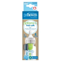 Бутылочка для кормления из стекла Dr. Brown’s Natural Flow Options+ Green со стандартным горлом, 270 мл купить в Кишиневе. Фото 2
