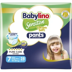 Подгузники-трусики Babylino Sensitive Pants №7 (15-25 кг), 28 шт. купить в Кишиневе. Фото 1
