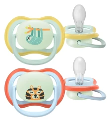 Suzeta ortodontică din silicon Philips Avent Ultra Air Nighttime Tiger (0-6 luni), 2 buc. cumpăra în Chișinau. Foto 1