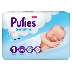 Scutece Pufies Sensitive 1 (2-5 kg), 36 buc. cumpăra în Chișinau. Foto 1