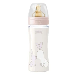 Biberon pentru bebeluși din sticla Chicco Original Touch Girl cu tetina din latex, 240 ml cumpăra în Chișinau. Foto 1