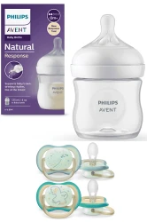 Бутылочка для кормления из полипропилена Philips Avent Natural Response + 2 соски Air Night, 125 мл купить в Кишиневе. Фото 1