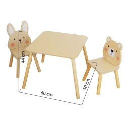 Детский столик с 2 стульчиками Moni Bunny & Bear Wood купить в Кишиневе. Фото 3
