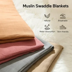 Пелёнки из муслина Momcozy Swaddle Wrap (120x120 см), 4 шт. купить в Кишиневе. Фото 3