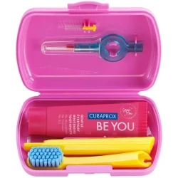 Набор зубная паста Curaprox Be You + Зубная щётка Travel + Межзубная щетка, 2 шт. Pink (6 лет+) купить в Кишиневе. Фото 1