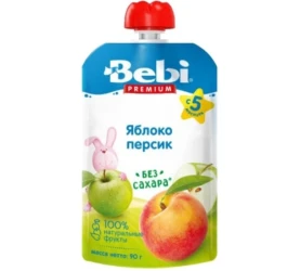 Пюре Bebi Premium Яблоко и персик (5 мес+), 90 г купить в Кишиневе. Фото 1