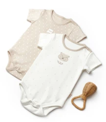 Body cu mânecă scurtă BabyCosy Ivory & Ecru, 2 buc. (12-18L) cumpăra în Chișinau. Foto 1