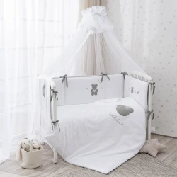 Комплект в кроватку Perina Teddy love Серо-Оливковый (6 предметов), 120x60 см купить в Кишиневе. Фото 1