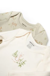 Body cu mâneca lungă BabyCosy Rabbit 1 Ecru & Soft Green, 2 buc. (1-3L) cumpăra în Chișinau. Foto 3