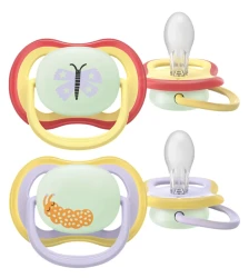 Ортодонтические силиконовые соски Philips Avent Ultra Air Nighttime Butterfly (0-6 мес.), 2 шт. купить в Кишиневе. Фото 1