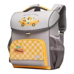 Rucsac pentru copii Mideer Spinecare Kids „Călătorie cu mașina”, gri cu galben cumpăra în Chișinau. Foto 1