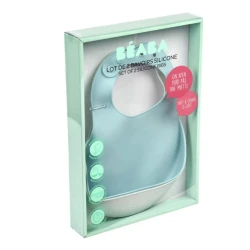 Слюнявчик силиконовый Beaba Airy Green/Light Grey 2 шт купить в Кишиневе. Фото 2