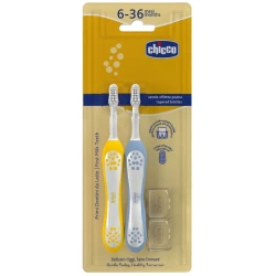 Детская зубная щётка Chicco Indigo & Mustard (6-36 мес.), 2 шт. купить в Кишиневе. Фото 1