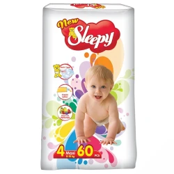 Подгузники Sleepy New Jumbo Maxi 4 (8-18 кг), 60 шт. купить в Кишиневе. Фото 1