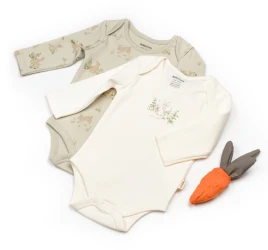 Body cu mâneca lungă BabyCosy Rabbit 1 Ecru & Soft Green, 2 buc. (6-9L) cumpăra în Chișinau. Foto 2