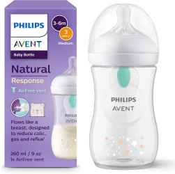 Бутылочка для кормления из полипропилена Philips Avent Natural Response AirFree Bear, 260 мл купить в Кишиневе. Фото 1