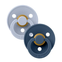Пустышка круглая из латекса Bibs Colour Dusty Blue & Steel Blue (0-6 мес.), 2 шт. купить в Кишиневе. Фото 1