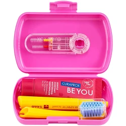 Набор зубная паста Curaprox Be You + Зубная щётка Travel + Межзубная щетка Pink (6 лет+) купить в Кишиневе. Фото 1