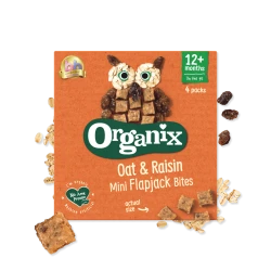 Мини-флэпджеки Organix Oat & Raisin Mini Flapjack Bites (12 мес.+), 4х12 г купить в Кишиневе. Фото 1