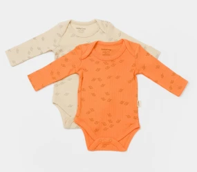 Боди с длинным рукавом BabyCosy Modal Apricot & Beige, 2 шт. (6-9М) купить в Кишиневе. Фото 1