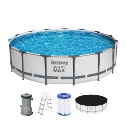 Bazin pentru copii Bestway Steel Pro Max + pompă de filtrare 3028 l/h, 14970 litri cumpăra în Chișinau. Foto 1