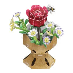 Puzzle 3D Cubic Fun Flower Bouquet Buchet de flori cu trandafir, 120 elemente cumpăra în Chișinau. Foto 1
