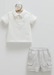 Комплект из 2 штук Caramell New Linen Ivory & Grey (6-9М) купить в Кишиневе. Фото 1